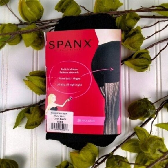 Spanx Shaping Tuxedo Stripe Tights Black Sz B & C - Picture 3 of 5